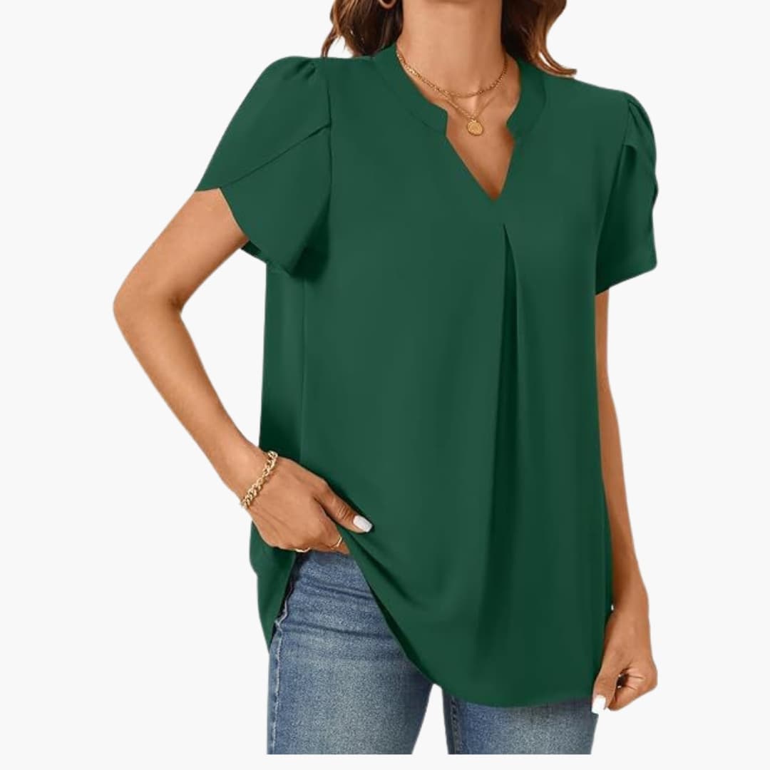 Women's Loose Fit Blouse Puff Sleeve Woven