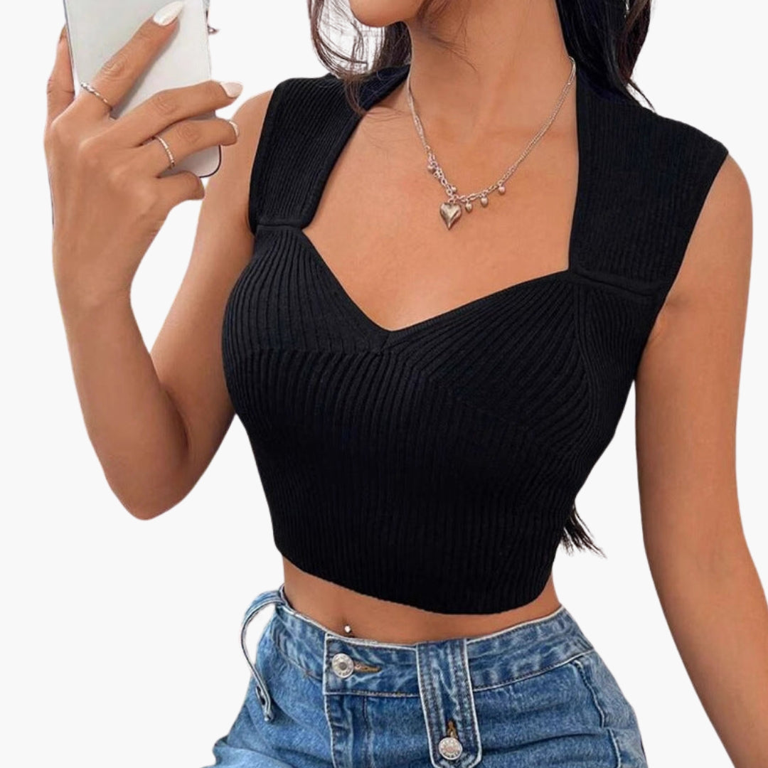 Women's Cotton Blend V-Neck Crop