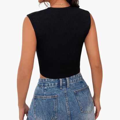 Women's Cotton Blend V-Neck Crop