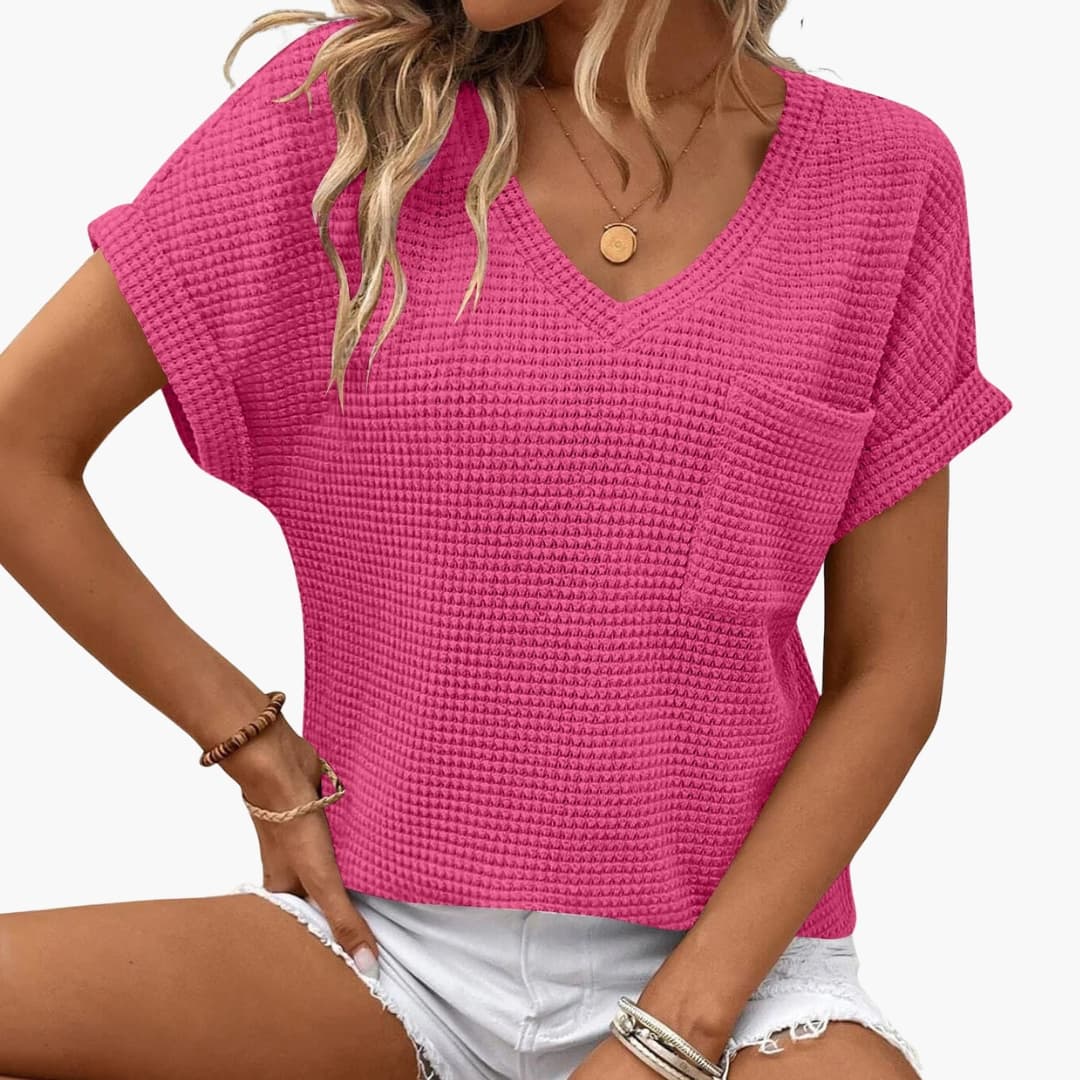 Women's Short Sleeve V-Neck T-Shirt With Pocket