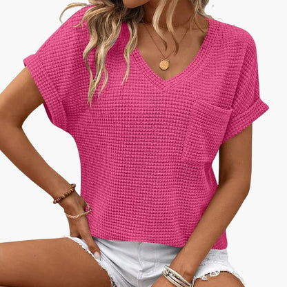 Women's Short Sleeve V-Neck T-Shirt With Pocket