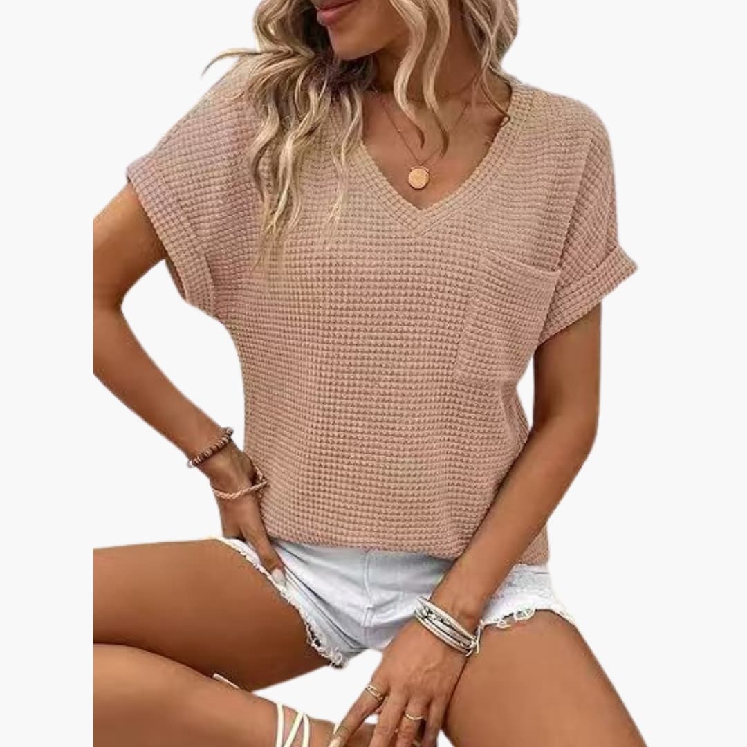 Women's Short Sleeve V-Neck T-Shirt With Pocket