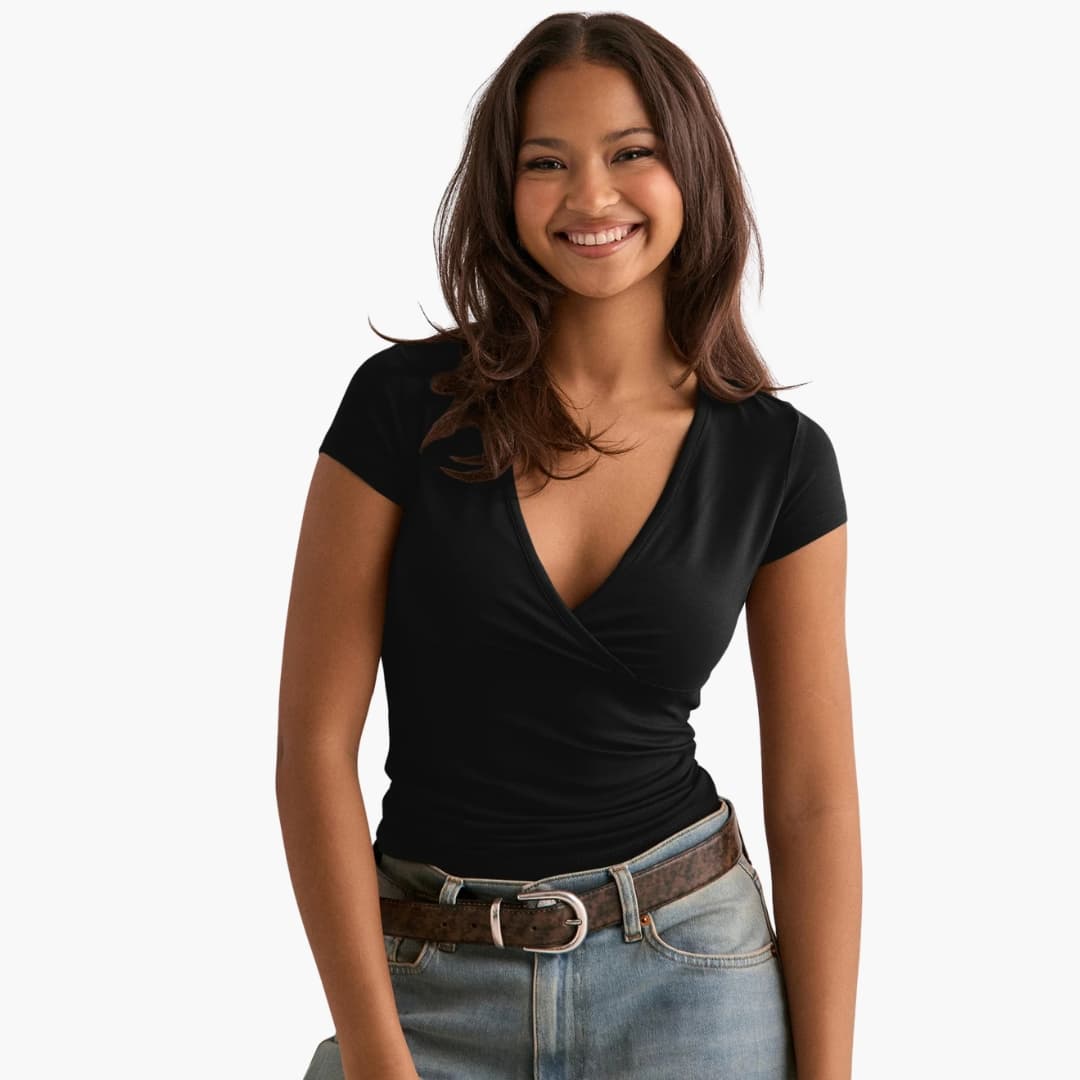 Women's V-Neck Short Sleeve T-Shirt Plain White
