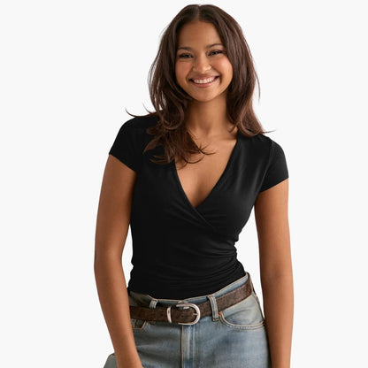 Women's V-Neck Short Sleeve T-Shirt Plain White