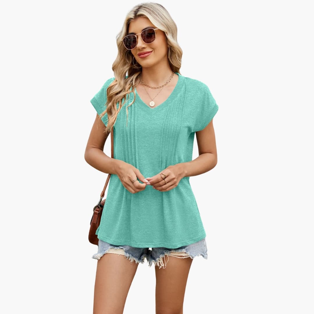 Women's Striped V-Neck Short Sleeve T-Shirt