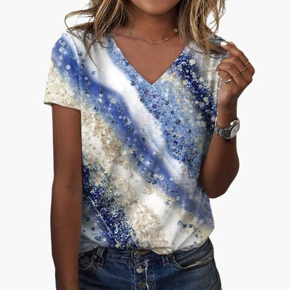 Women's V-Neck Gradient Print T-Shirt