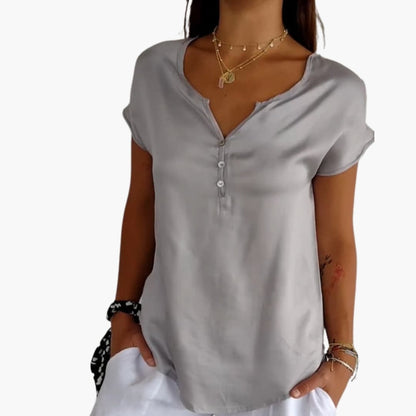 Women's V-Neck Short Sleeve T-Shirt Loose Fit