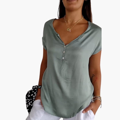 Women's V-Neck Short Sleeve T-Shirt Loose Fit