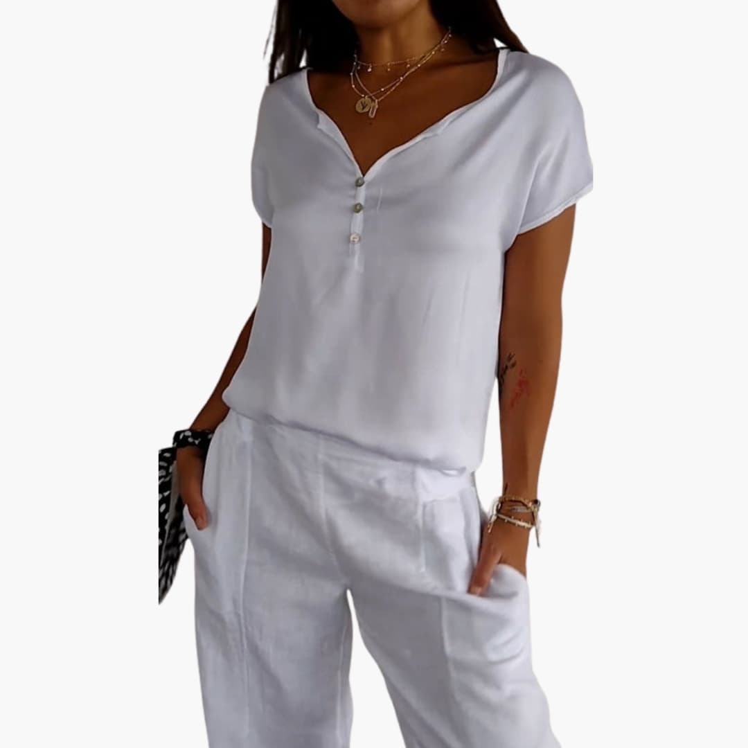 Women's V-Neck Short Sleeve T-Shirt Loose Fit