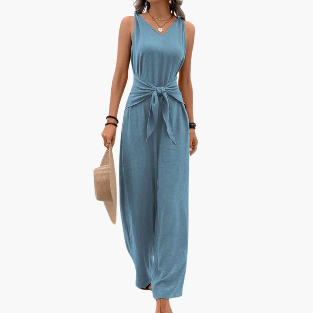 Women's Sleeveless Jumpsuit V-Neck Wide Leg - VibreMode