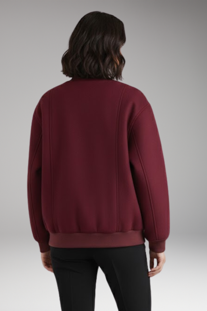 Women's Bomber Jacket Snap Closure Ribbed Trim