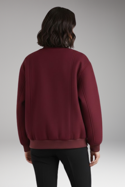 Women's Bomber Jacket Snap Closure Ribbed Trim