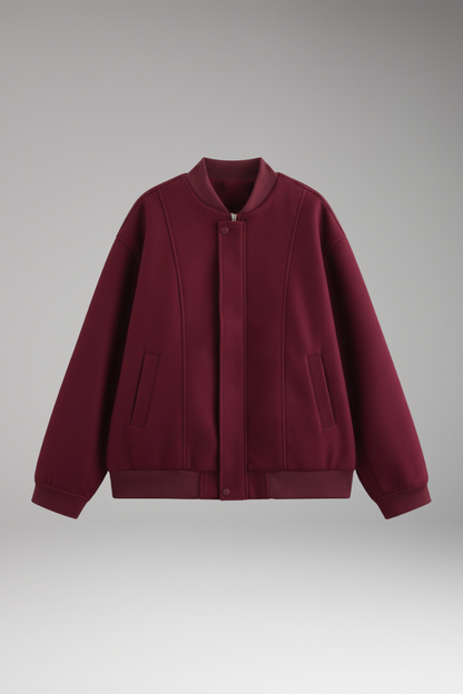 Women's Bomber Jacket Snap Closure Ribbed Trim - VibreMode