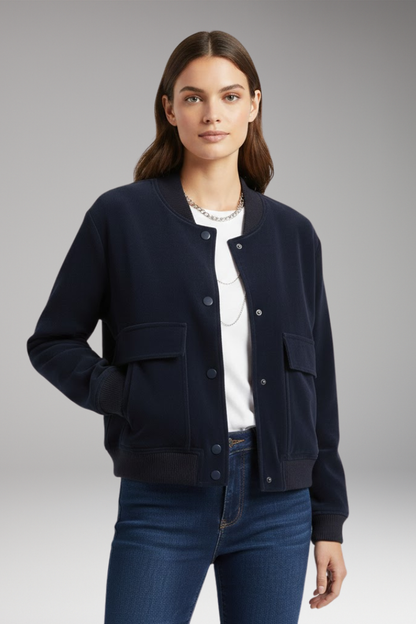 Women's Velvet Bomber Jacket Zipper Pockets