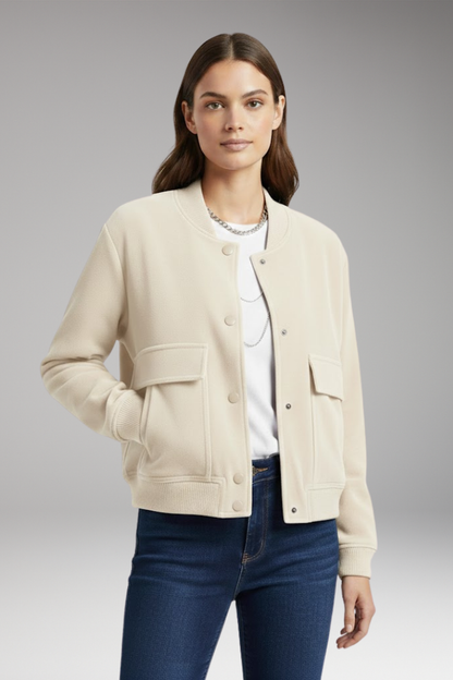 Women's Velvet Bomber Jacket Zipper Pockets