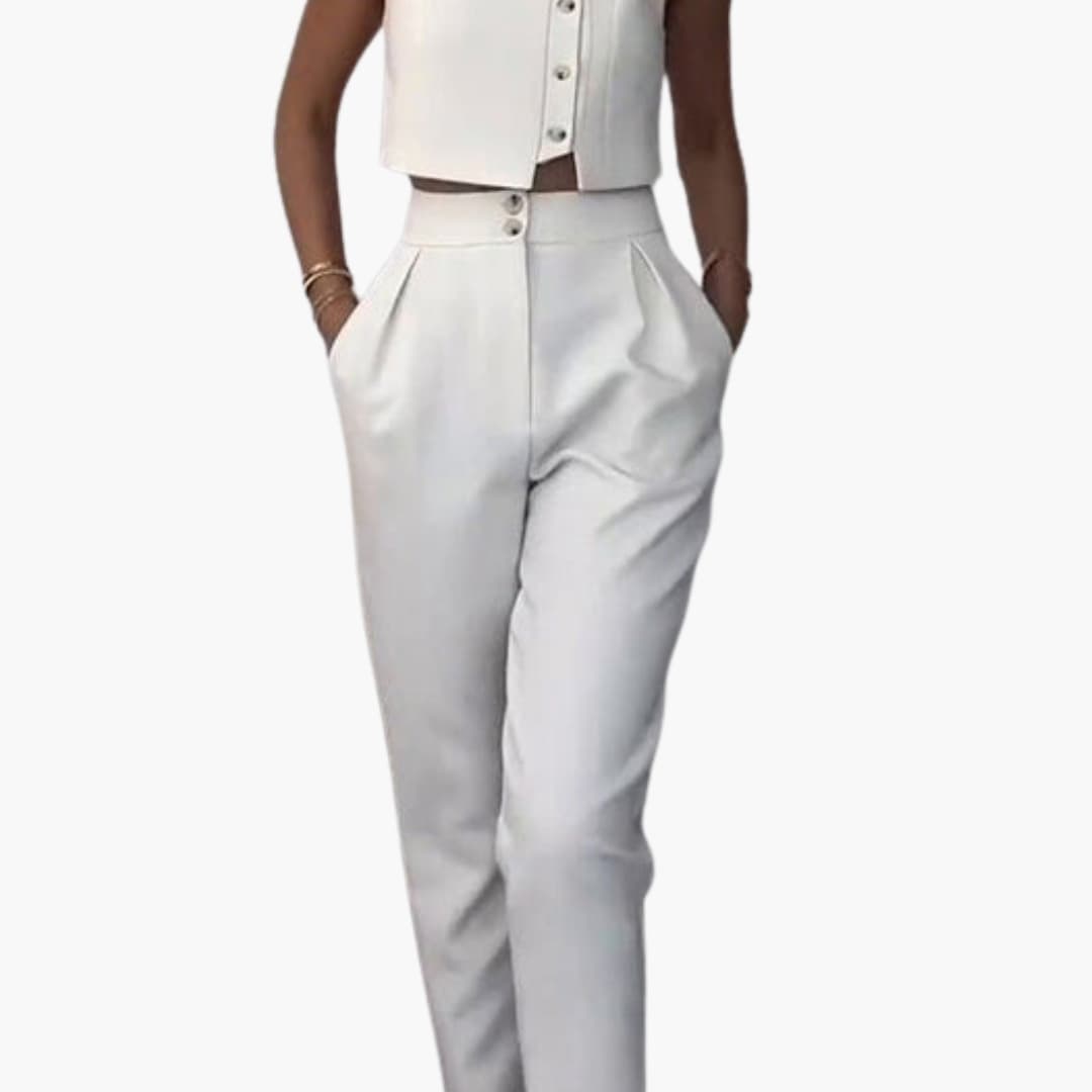 Women's Two-Piece Vest And Cropped Pants Set - VibreMode