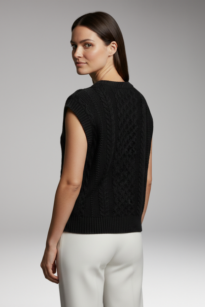 Women's Round Neck Vest Textured Surface