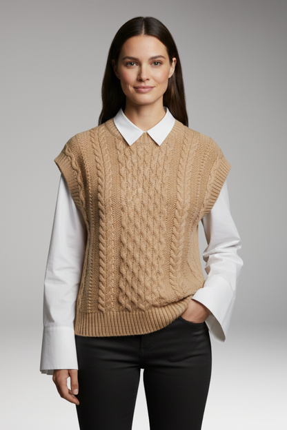Women's Round Neck Vest Textured Surface