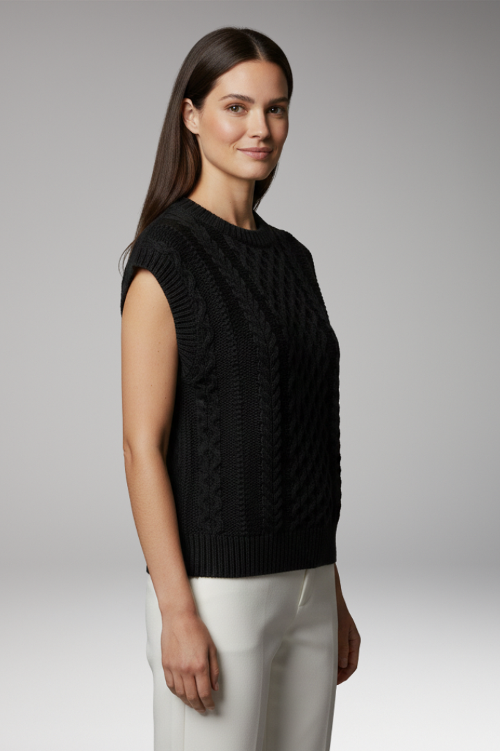 Women's Round Neck Vest Textured Surface