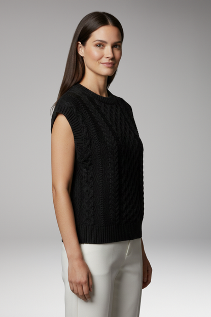 Women's Round Neck Vest Textured Surface