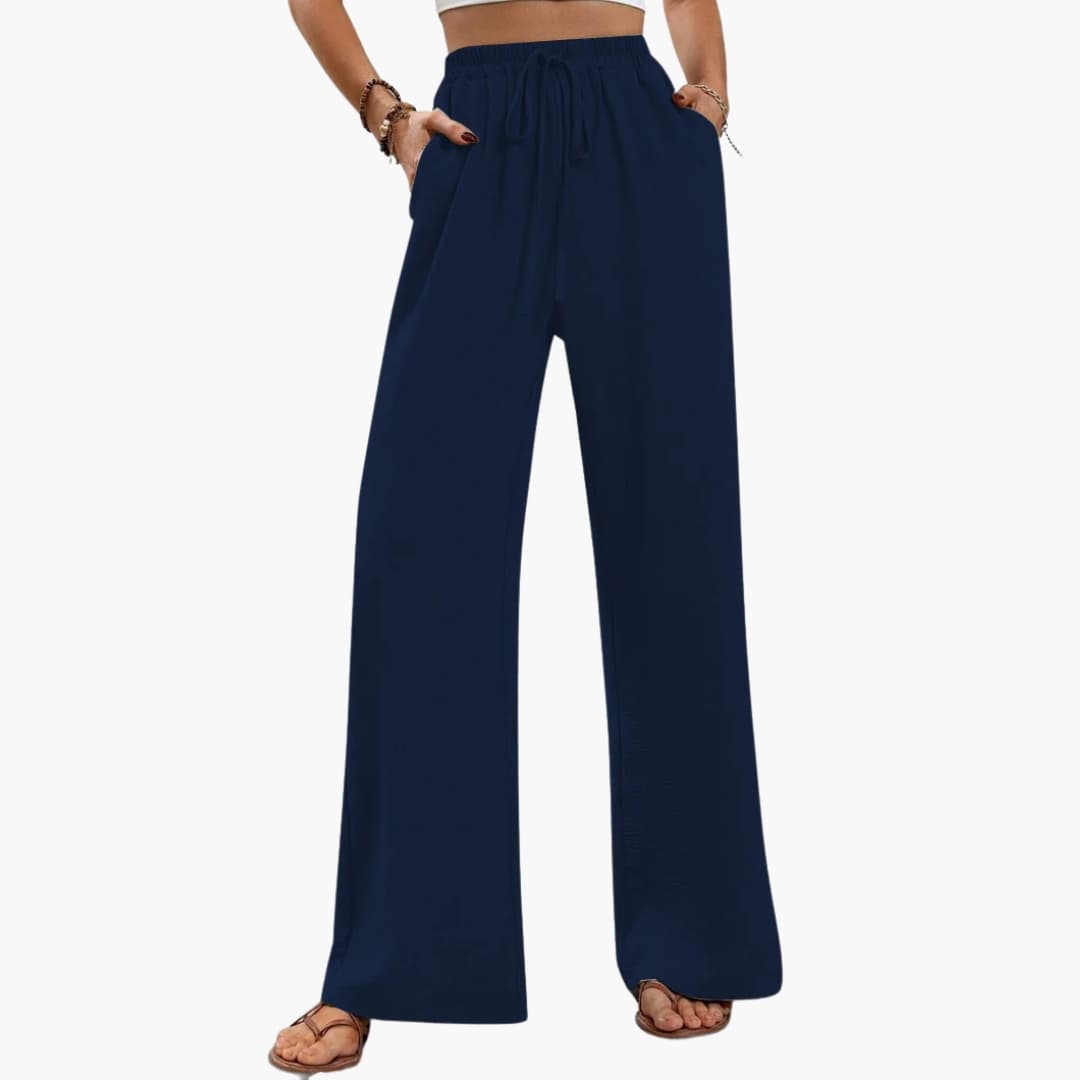 Women's Palazzo Pants Stretch Waist Side Pockets