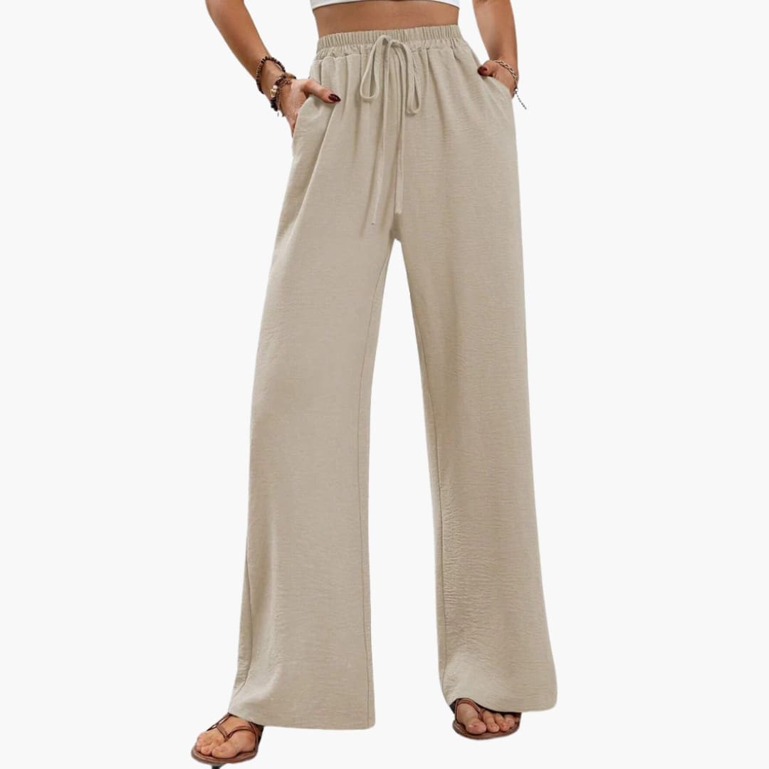 Women's Palazzo Pants Stretch Waist Side Pockets