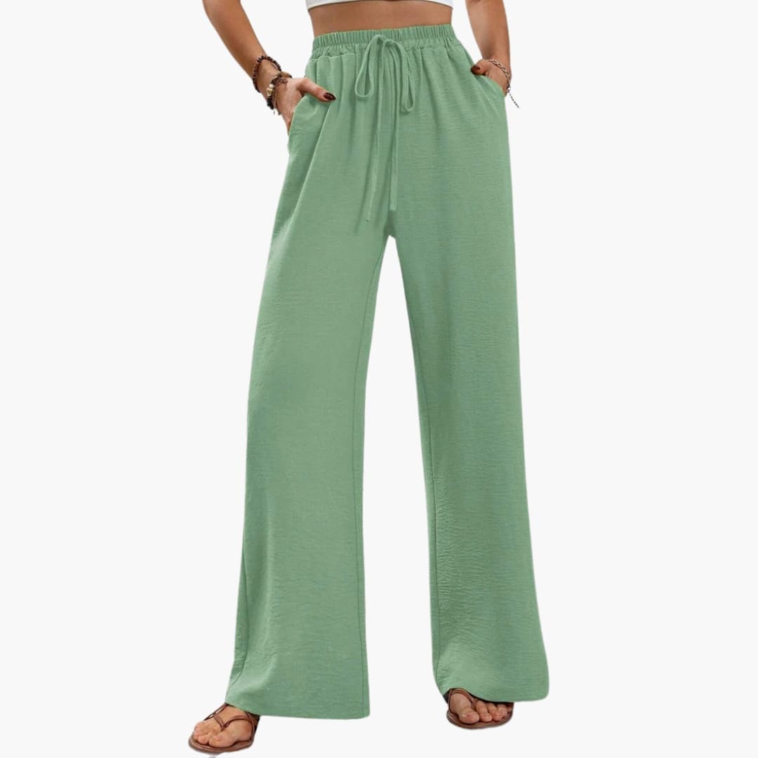 Women's Palazzo Pants Stretch Waist Side Pockets