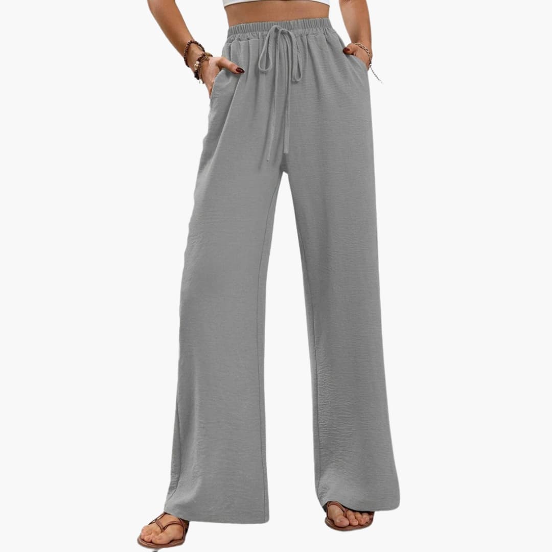 Women's Palazzo Pants Stretch Waist Side Pockets