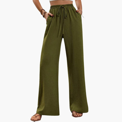 Women's Palazzo Pants Stretch Waist Side Pockets