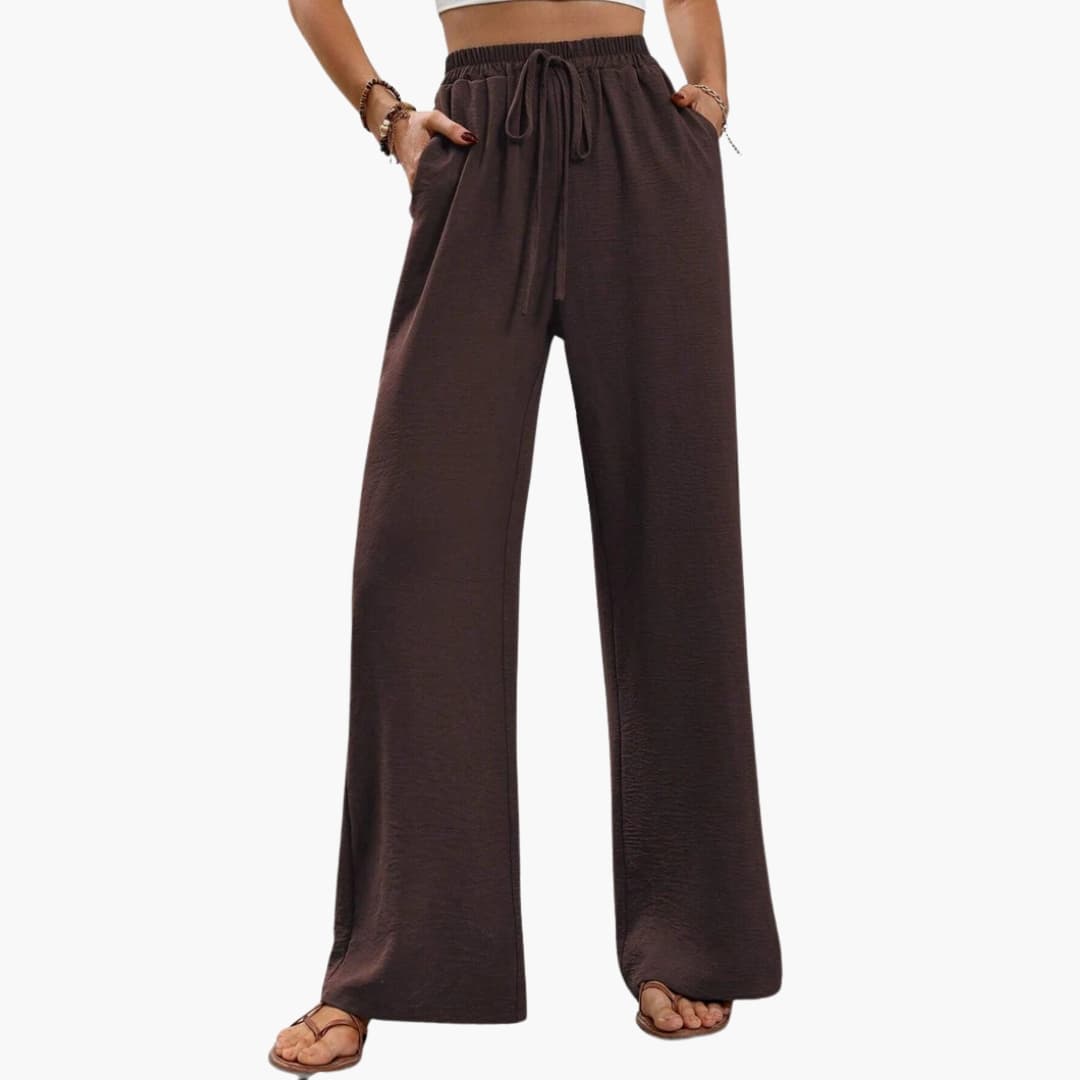 Women's Palazzo Pants Stretch Waist Side Pockets
