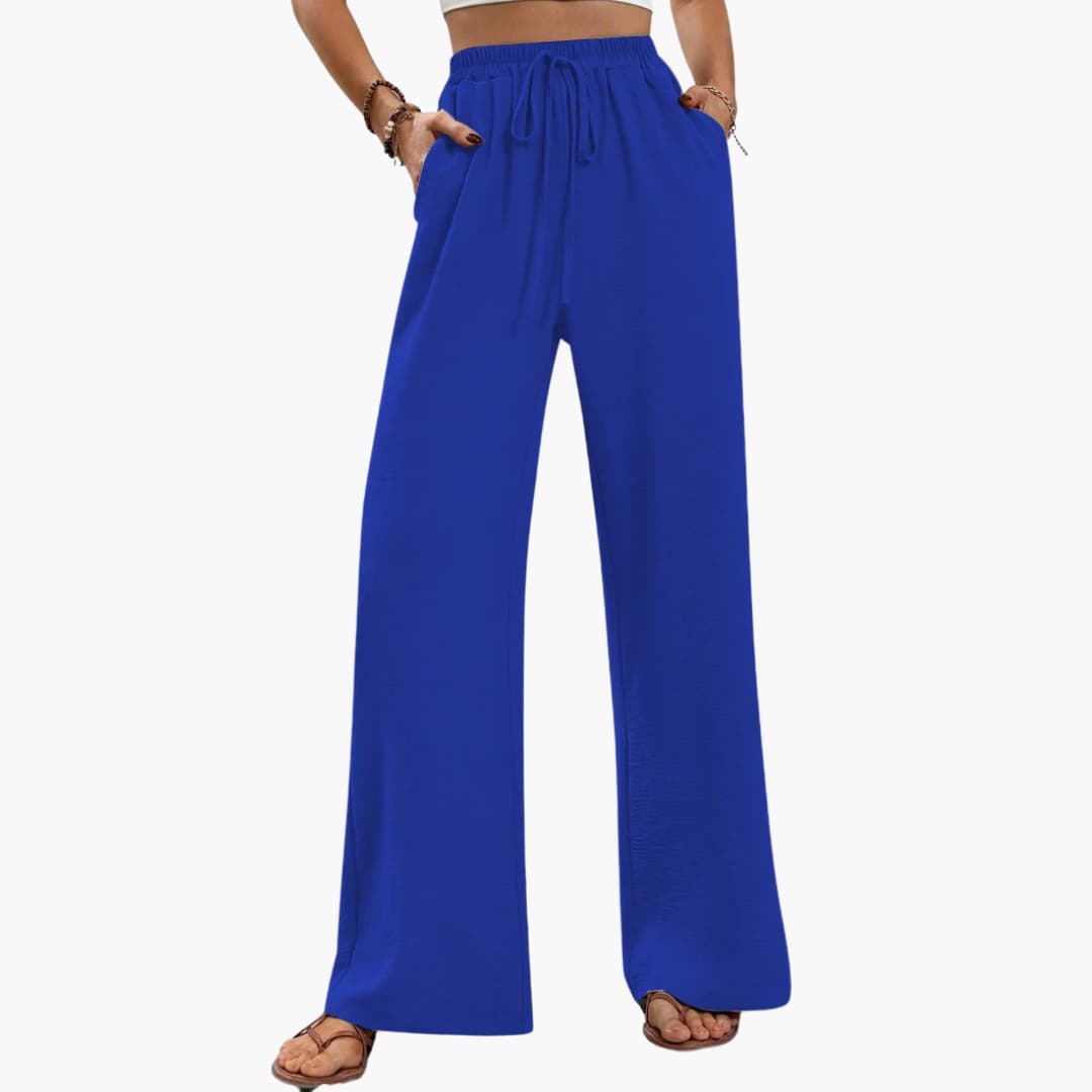 Women's Palazzo Pants Stretch Waist Side Pockets - VibreMode
