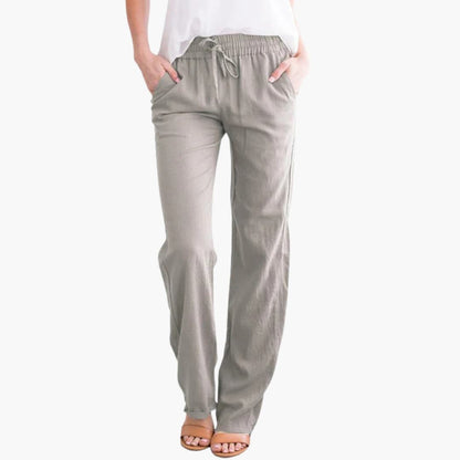 Women's Wide Leg Pants Elastic Waist Cotton Black