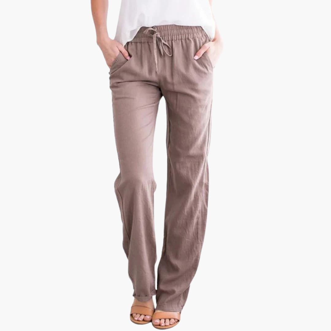 Women's Wide Leg Pants Elastic Waist Cotton Black