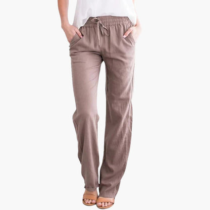Women's Wide Leg Pants Elastic Waist Cotton Black