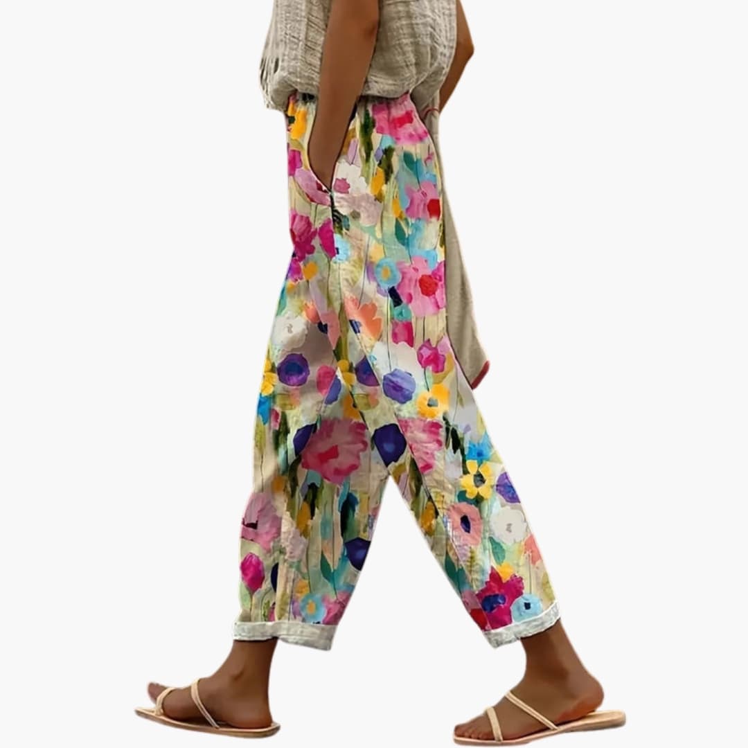 Women's Floral Wide Leg Pants Full-Length