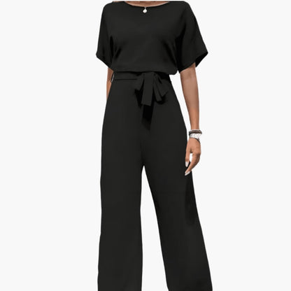 Women's Wide Leg Jumpsuit Defined Waist One Piece - VibreMode
