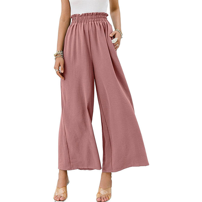 Women's Wide Leg Pants Elastic Waistband - VibreMode