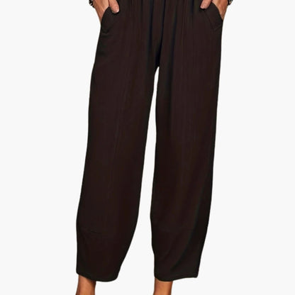 Women's Wide Leg Palazzo Pants Elastic Waist Side Pockets