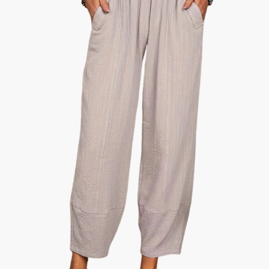 Women's Wide Leg Palazzo Pants Elastic Waist Side Pockets - VibreMode