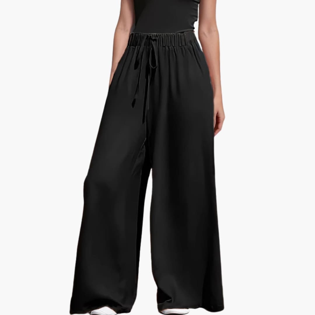 Women's Wide Leg Elastic Waist Pants Black