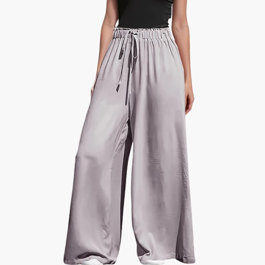 Women's Wide Leg Elastic Waist Pants Black