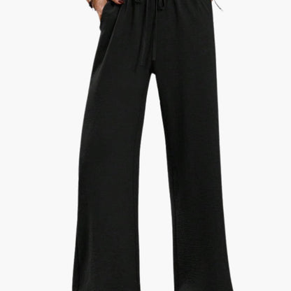 Women's Wide Leg Pants Elastic Waistband Side Pockets