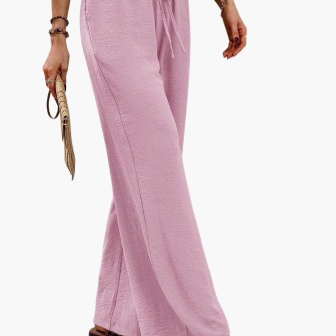 Women's Wide Leg Pants Elastic Waistband Side Pockets