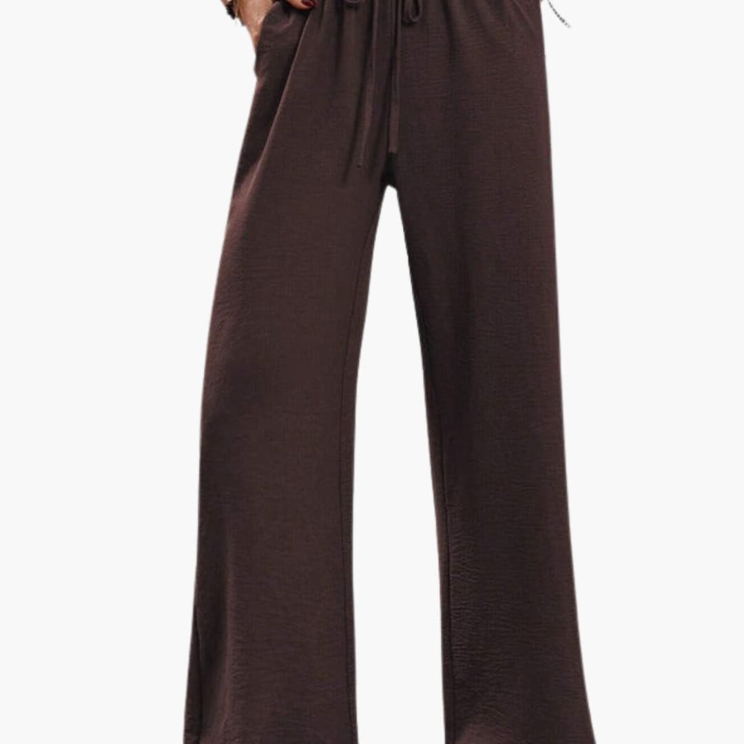 Women's Wide Leg Pants Elastic Waistband Side Pockets