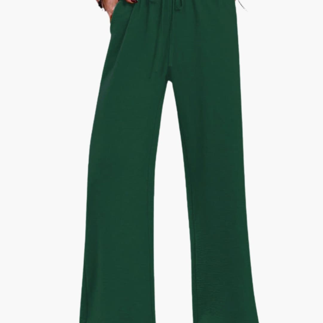 Women's Wide Leg Pants Elastic Waistband Side Pockets
