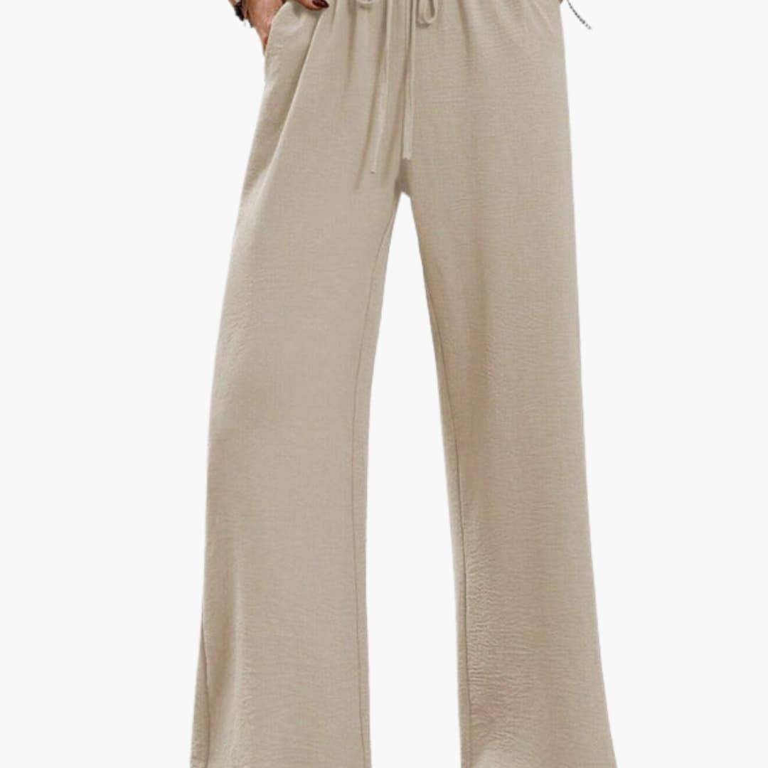Women's Wide Leg Pants Elastic Waistband Side Pockets