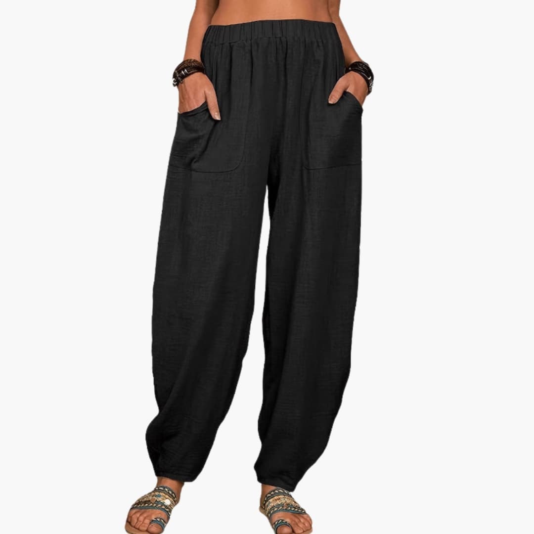 Women's Wide Leg Palazzo Pants Stretchy Waist Side Pockets - VibreMode