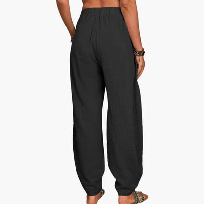 Women's Wide Leg Palazzo Pants Stretchy Waist Side Pockets