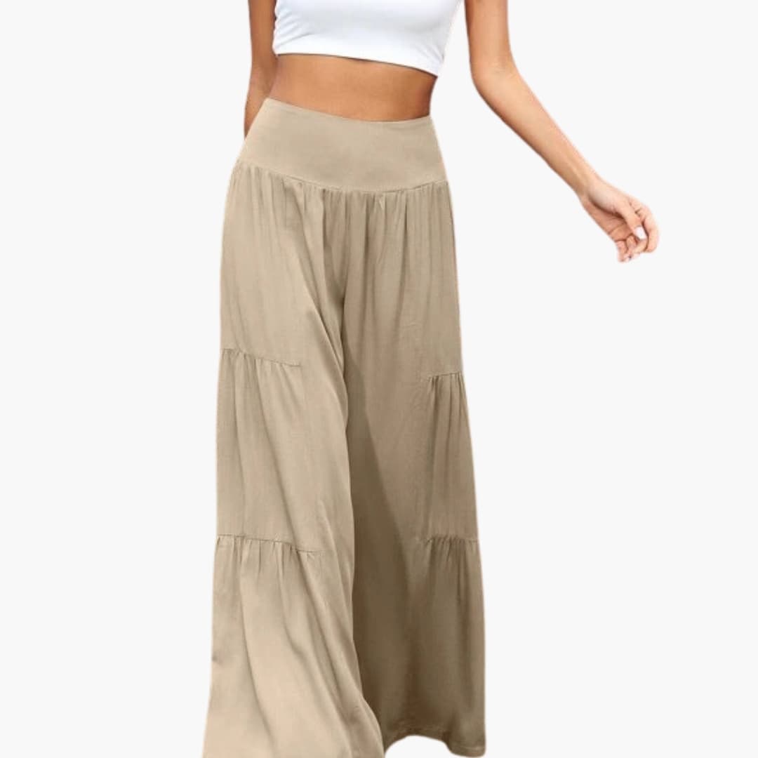 Women's Wide Leg Pants Elastic Waist Pleated