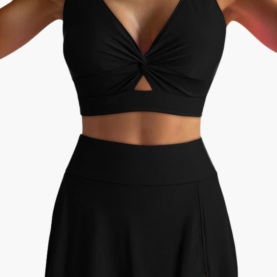 Women's V-Neck Bikini Set Skirted Bottom - VibreMode